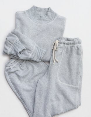 Aerie Layover Mockneck Sweatshirt - Medium Heather Gray