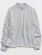 Aerie Layover Mockneck Sweatshirt - Medium Heather Gray