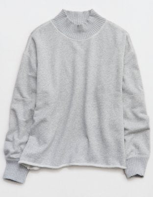 Aerie Layover Mockneck Sweatshirt - Medium Heather Gray