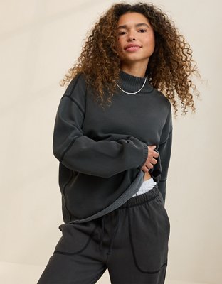 Aerie Layover Mockneck Sweatshirt - Smoked Gray