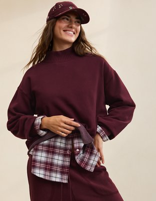 Aerie Layover Mockneck Sweatshirt - Royal Berry