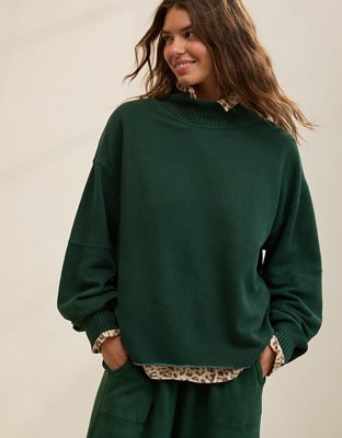 Aerie Layover Mockneck Sweatshirt - Rugged Green