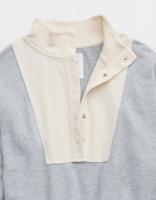 Aerie Quarter Snap Sweatshirt - Medium Heather Gray