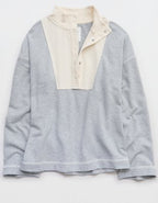 Aerie Quarter Snap Sweatshirt - Medium Heather Gray