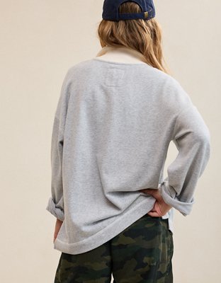 Aerie Quarter Snap Sweatshirt - Medium Heather Gray