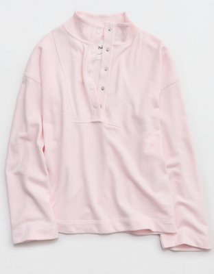 Aerie Quarter Snap Sweatshirt - Pink Petal