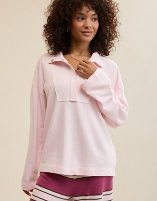 Aerie Quarter Snap Sweatshirt - Pink Petal