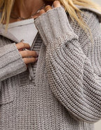 Aerie So Nostalgic Quarter Zip Sweater - Heathered Taupe