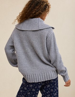 Aerie So Nostalgic Quarter Zip Sweater - Radiance