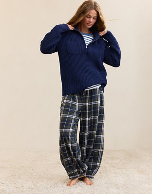 Aerie So Nostalgic Quarter Zip Sweater - Navy