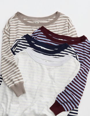 Aerie Sunday Soft Off-The-Shoulder Sweater - Light Heather Gray