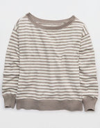 Aerie Sunday Soft Off-The-Shoulder Sweater - Heathered Taupe