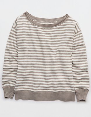 Aerie Sunday Soft Off-The-Shoulder Sweater - Heathered Taupe