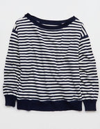 Aerie Sunday Soft Off-The-Shoulder Sweater - Navy