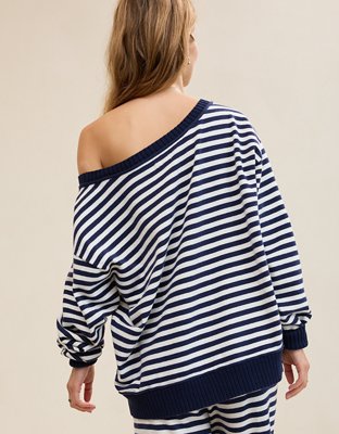 Aerie Sunday Soft Off-The-Shoulder Sweater - Navy
