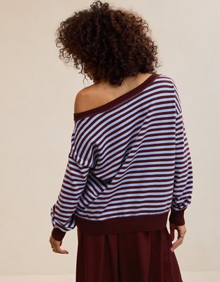 Aerie Sunday Soft Off-The-Shoulder Sweater - Royal Berry