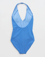 Aerie Gingham Halter Full Coverage One Piece Swimsuit - Island Water