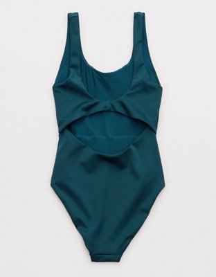 Left On Friday Double Scoop One Piece Suit - Aqua Turquoise