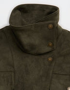 Aerie Faux Suede Bomber Jacket - Festive Olive