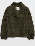 Aerie Faux Suede Bomber Jacket - Festive Olive