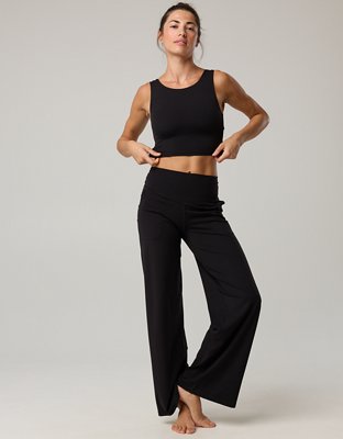 OFFLINE By Aerie Real Me XTRA High Waisted Tie Back Trouser - True Black