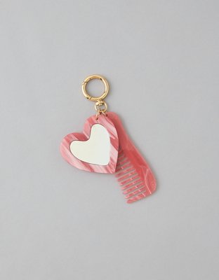 AE Heart Mirror + Comb Keychain - Pink