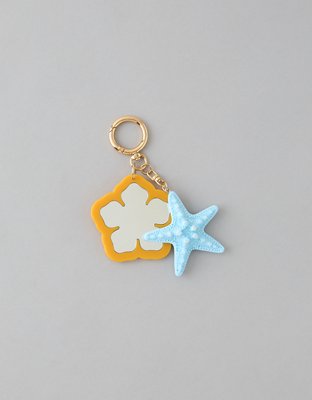 AE Hibiscus Flower Mirror Keychain - Blue Powder
