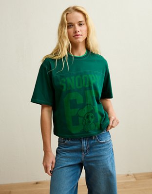AE Oversized Sporty Snoopy Graphic T-Shirt - Camper Green