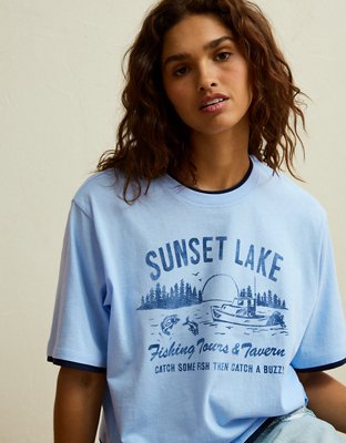 AE Twice As Nice Destination Graphic T-Shirt - Blue Powder