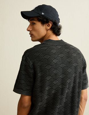 AE Garment-Washed Sweater Polo - Dark Shadow