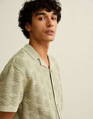 AE Garment-Washed Sweater Polo - Olive