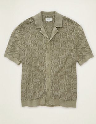AE Garment-Washed Sweater Polo - Olive