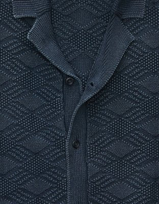 AE Garment-Washed Sweater Polo - Navy