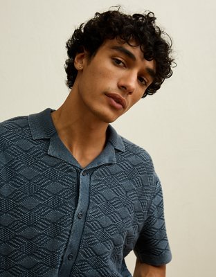 AE Garment-Washed Sweater Polo - Navy