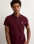 AE Lived-In Slim Fit Pique Polo Shirt - Burgundy