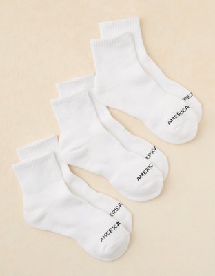 AE Quarter Crew Socks 3-Pack - White