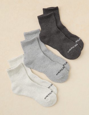 AE Quarter Crew Socks 3-Pack - Dark Heather Gray