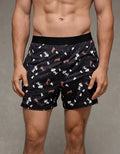 AEO Men's Halloween Snoopy Ultra Soft Pocket Boxer Short - Black
