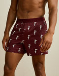 AEO Men's Snoopy Ultra Soft Pocket Boxer Short - Burgundy Ivy