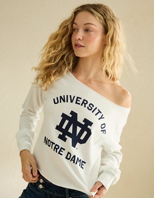 AE Notre Dame Off-the-Shoulder Graphic T-Shirt - Green