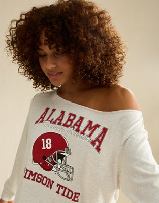 AE Alabama Crimson Tide Off-the-Shoulder Graphic T-Shirt - Red