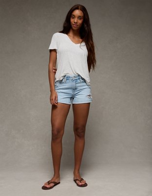 AE 3" Strigid Curvy Super High-Waisted Relaxed Denim Short - Light Bright Indigo