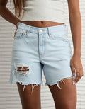 AE 6" Strigid Curvy Super High-Waisted Relaxed Denim Short - Icy Repair