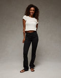 AE Curvy High-Waisted Kick Bootcut Khaki Pant - Black