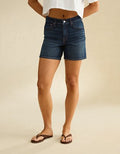 AE 6" Strigid Super High-Waisted Relaxed Denim Short - Dark Rich Indigo