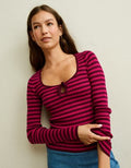 AE Fitted Keyhole Sweater Top - Raspberry Peak