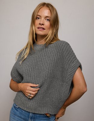 AE77 Shaker Stitch Sweater Vest - Gray