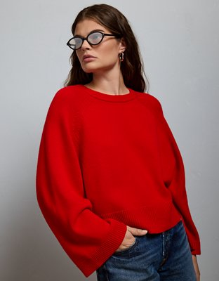 AE77 Boxy Cashmere Sweater Tee - Red
