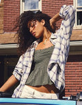 AE Throwback Flannel Button-Up Shirt - Washed Blue
