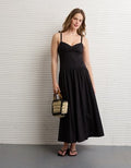 AE Sweetheart Tie-Strap Midi Dress - Black